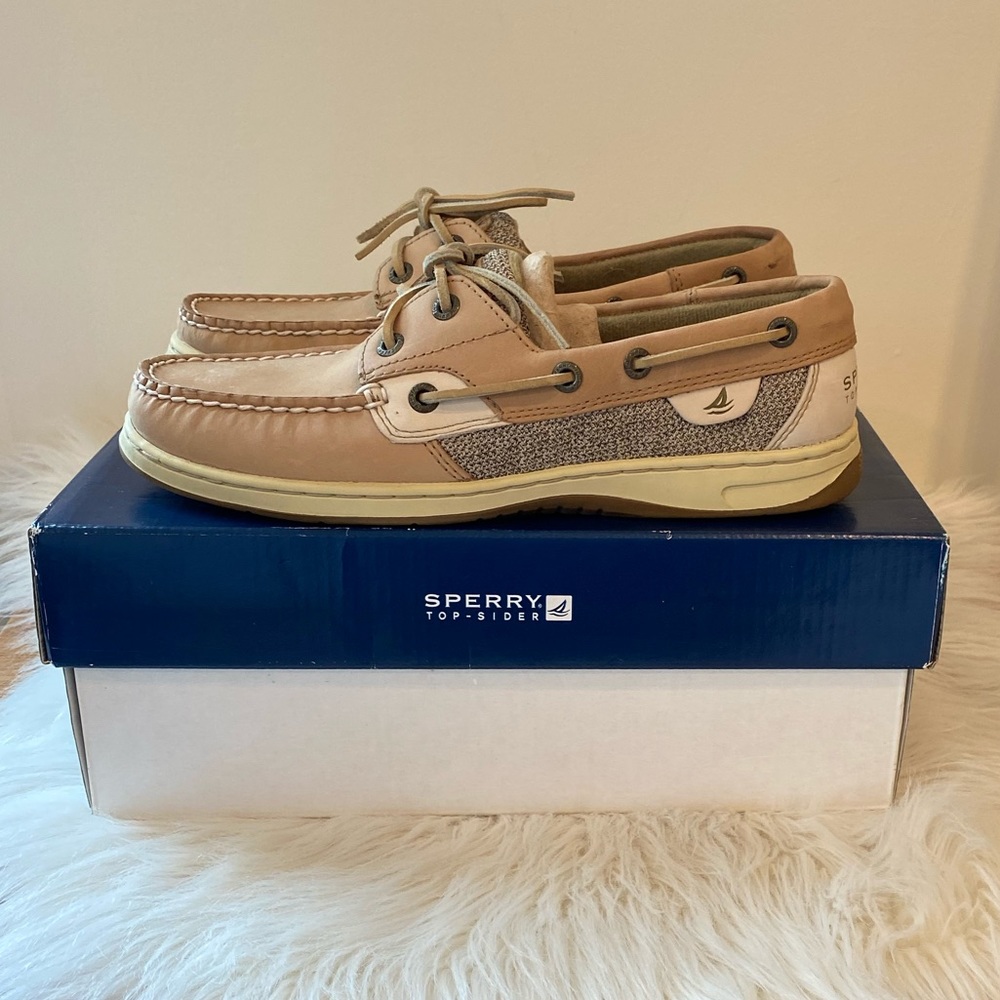 Sperry Tan and Cream Boat Shoes
